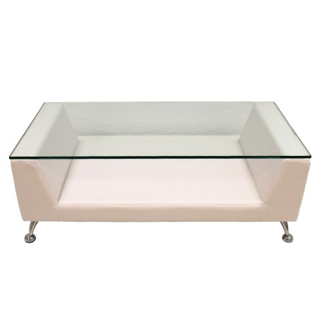Mesa KATE, baja, cristal, blanca, 120x60 cms