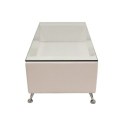 Mesa KATE, baja, cristal, blanca, 120x60 cms 2