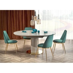 Silla TAVIRA, metal, cromado dorado, tapizado velvet verde oscuro 2