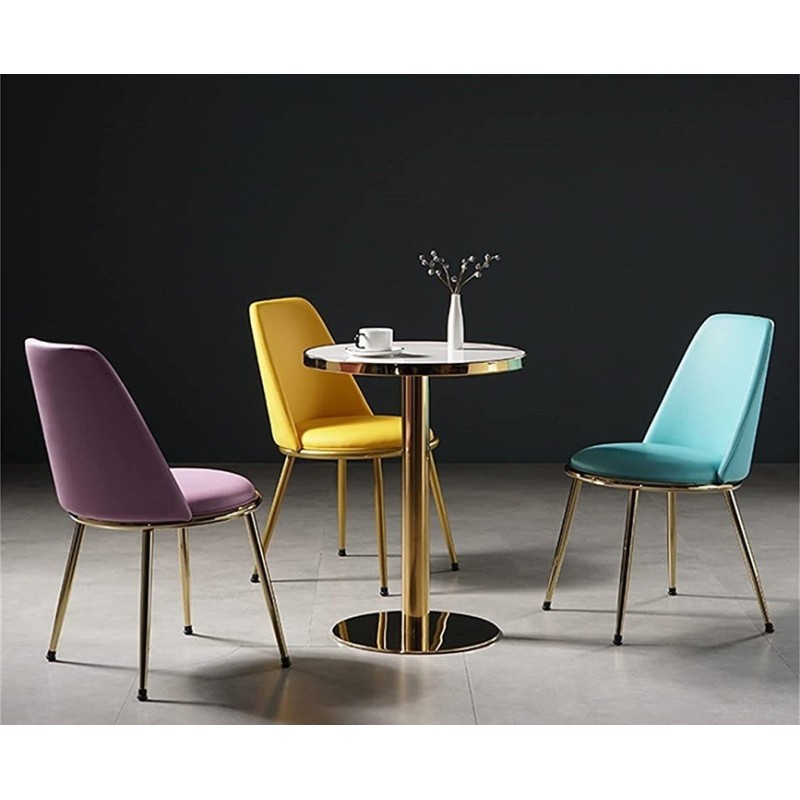 Silla TAVIRA, metal, cromado dorado, tapizado velvet verde oscuro
