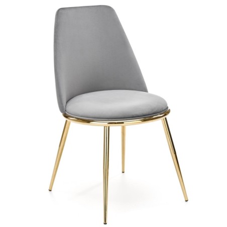 Silla TAVIRA, metal, cromado dorado, tapizado velvet gris