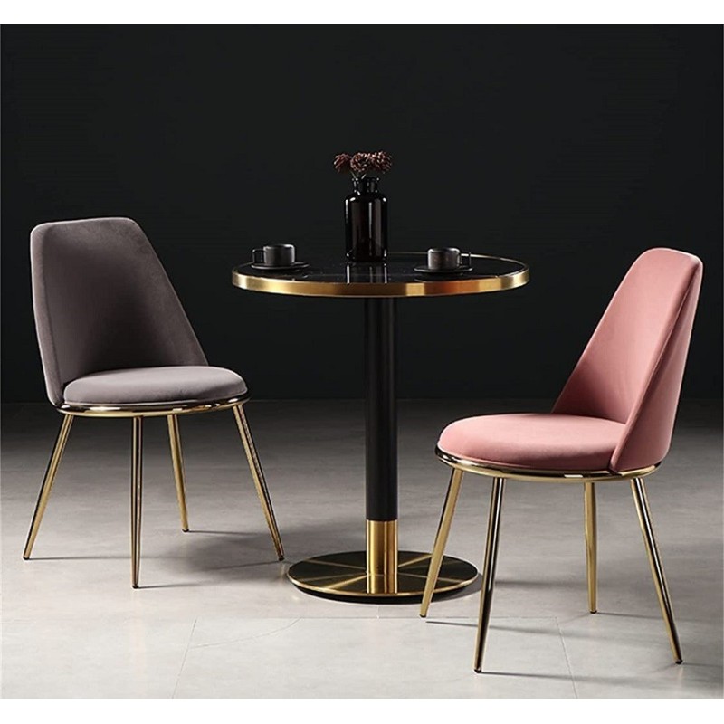 Silla TAVIRA, metal, cromado dorado, tapizado velvet gris