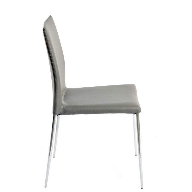 Silla INMA, apilable, metal, similpiel gris oscuro