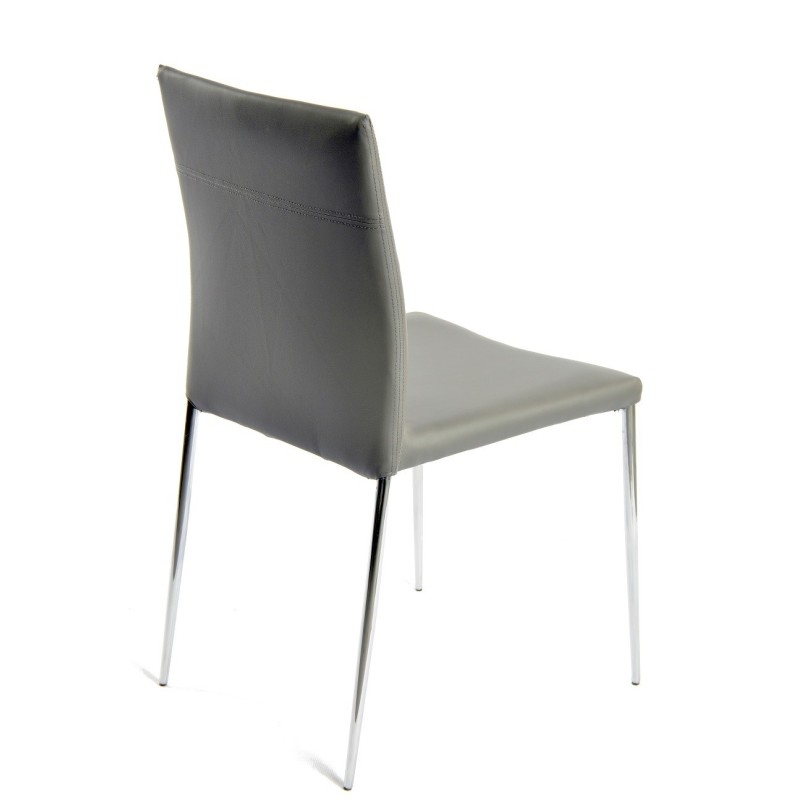 Silla INMA, apilable, metal, similpiel gris oscuro
