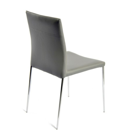 Silla INMA, apilable, metal, similpiel gris oscuro