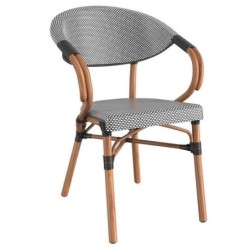 Sillón NERJA, apilable, aluminio, teslin gris negro