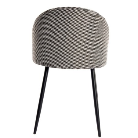 Silla ETNA, metal negro, tapizado pata de gallo y similpiel blanca