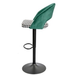 Taburete TEIDE, regulable, metal negro, tapizado verde con pata de gallo 2