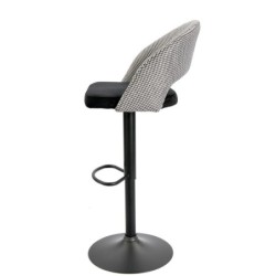 Taburete TEIDE, regulable, metal negro, tapizado pata de gallo con negro 2
