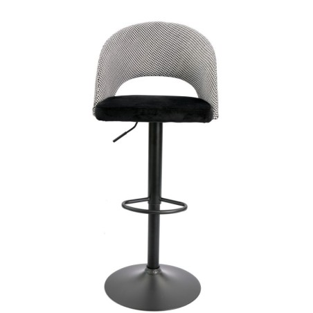 Taburete TEIDE, regulable, metal negro, tapizado pata de gallo con negro