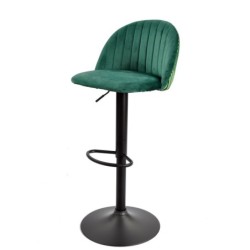 Taburete FLOWER, regulable, metal negro, tapizado velvet verde con trasera floral a juego 2