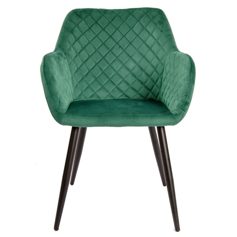 Sillón ROLANDO, metal, tapizado velvet 56 verde oscuro