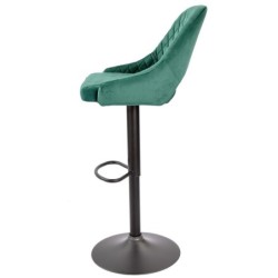 Taburete YASUR, regulable, metal negro, tapizado velvet 56 verde oscuro 2