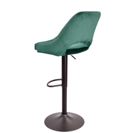 Taburete YASUR, regulable, metal negro, tapizado velvet 56 verde oscuro