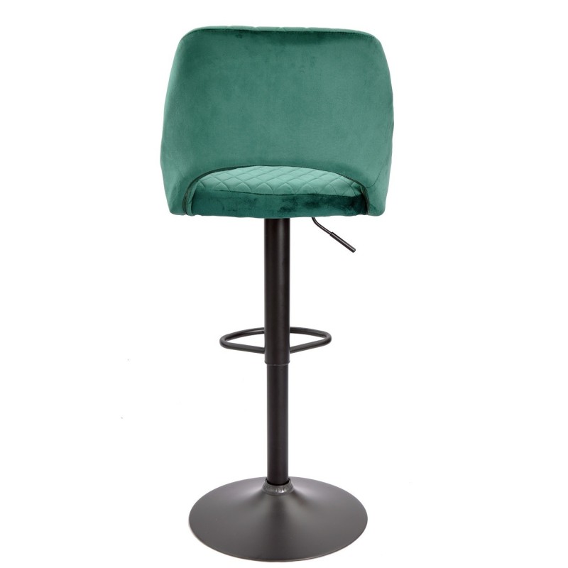 Taburete YASUR, regulable, metal negro, tapizado velvet 56 verde oscuro