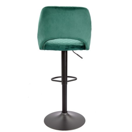 Taburete YASUR, regulable, metal negro, tapizado velvet 56 verde oscuro