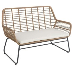 Sofá LEBENG, metal, cojín, ratán beige 2