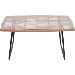 Mesa LEBENG, baja, metal, ratán, cristal, 90 x 50 cms 2