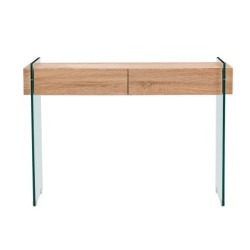 Consola GIOVANNA, 2 cajones, madera, cristal templado, 120 x 40 cms 2