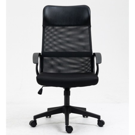 Sillón de oficina VERTON, negro, malla negra, asiento negro