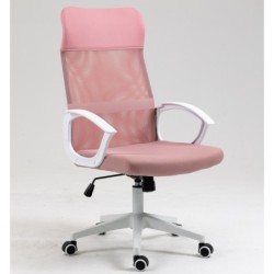 Sillón de oficina VERTON, blanco, malla y asiento rosa 2