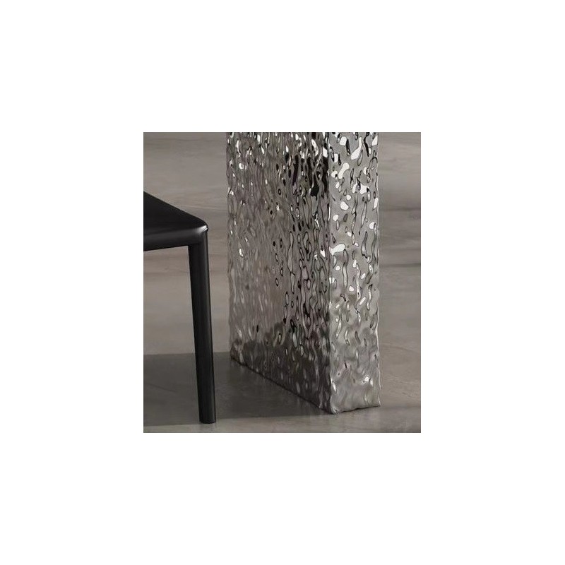 Mesa VENETO, acero inoxidable, acrílico, tapa de cerámica, 160 x 90 cms