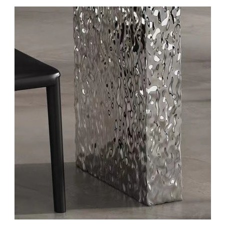 Mesa VENETO, acero inoxidable, acrílico, tapa de cerámica, 160 x 90 cms