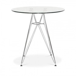 Mesa STAR, cromada, cristal, 90 cms de diámetro