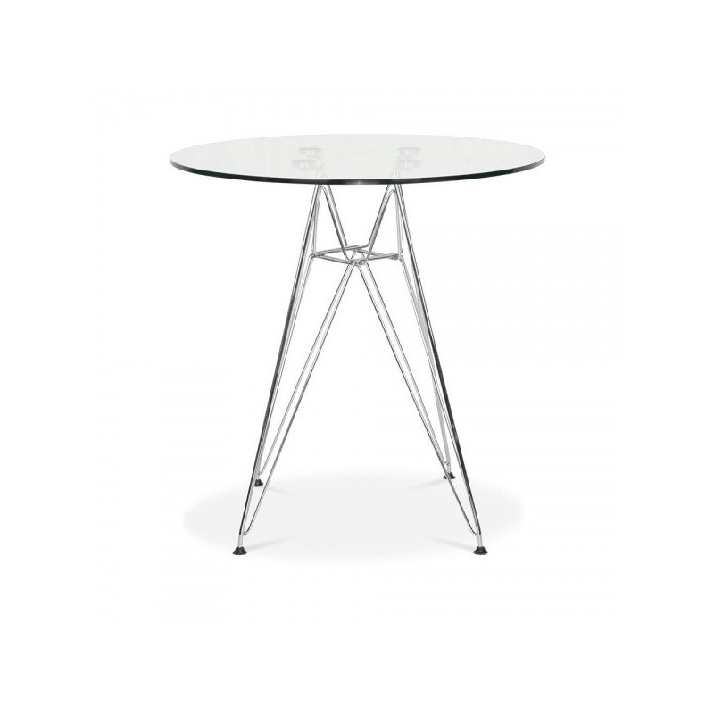 Mesa STAR, cromada, cristal, 90 cms de diámetro