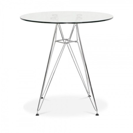 Mesa STAR, cromada, cristal, 90 cms de diámetro