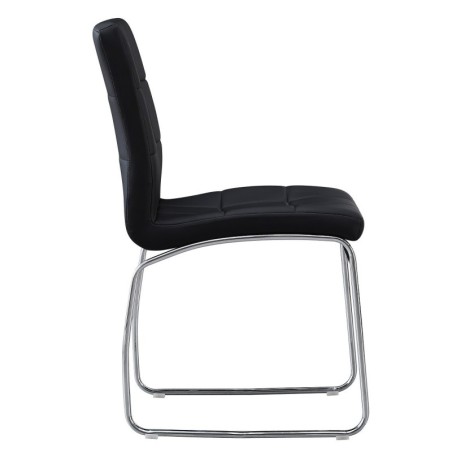 Silla BERTA, cromada, similpiel negra