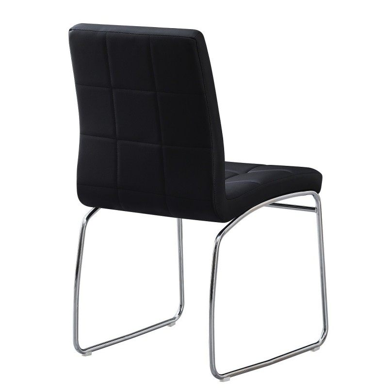 Silla BERTA, cromada, similpiel negra