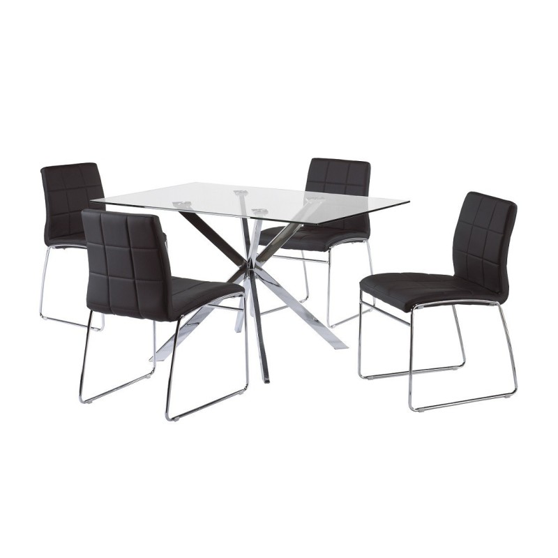 Silla BERTA, cromada, similpiel negra