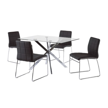 Silla BERTA, cromada, similpiel negra