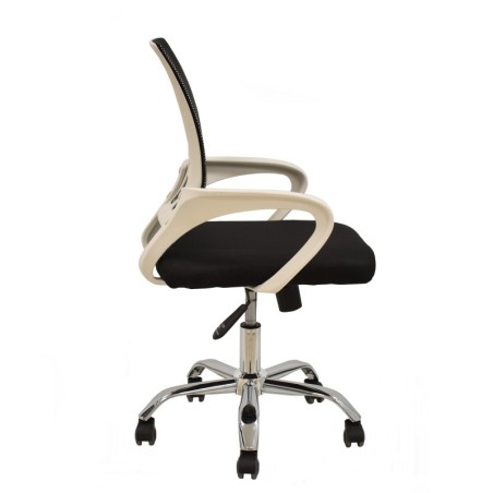 Sillón de oficina FISS NEW, blanco, gas, basculante, malla y tejido negro