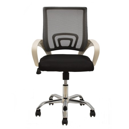 Sillón de oficina FISS NEW, blanco, gas, basculante, malla y tejido negro