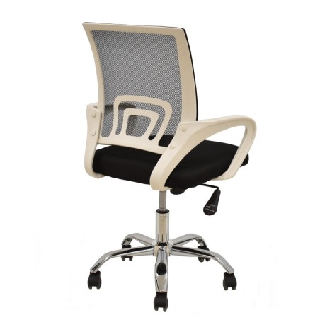 Sillón de oficina FISS NEW, blanco, gas, basculante, malla y tejido negro