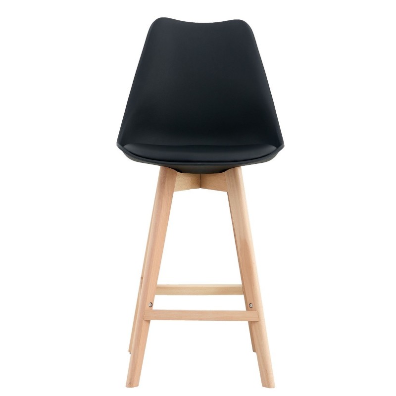 Taburete TORRE (SU), madera, negro, cojín negro