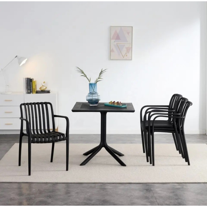 Sillón SALER, apilable, polipropileno negro