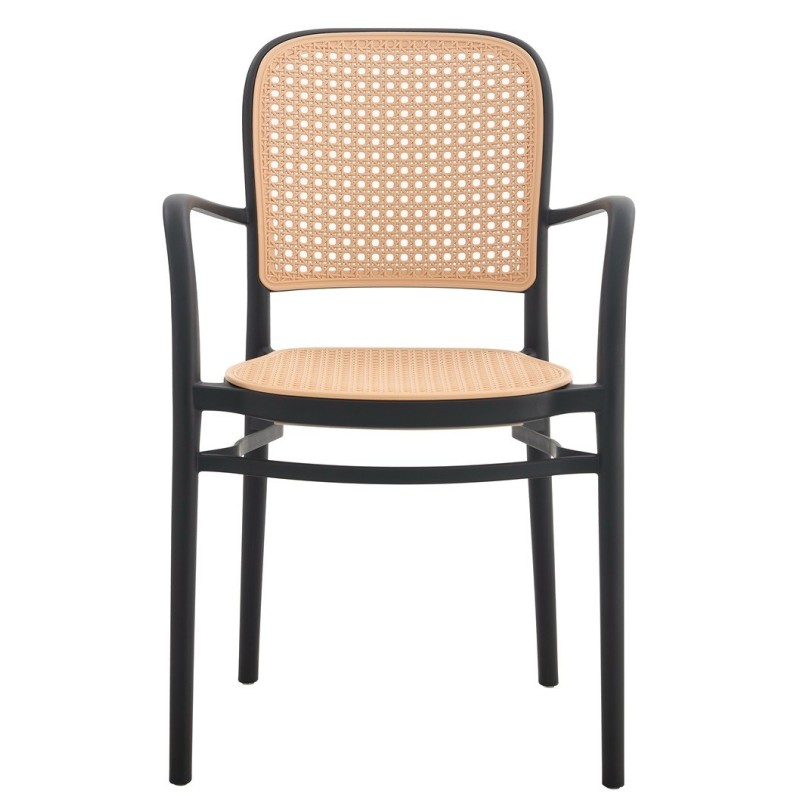 Sillón FUNCHAL, apilable, polipropileno negro y beige