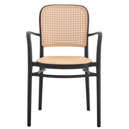 Sillón FUNCHAL, apilable, polipropileno negro y beige