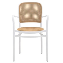 Sillón FUNCHAL, apilable, polipropileno blanco y beige 2