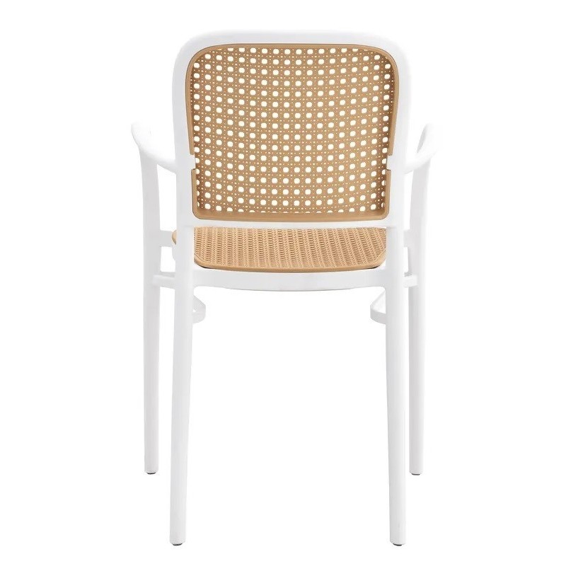 Sillón FUNCHAL, apilable, polipropileno blanco y beige