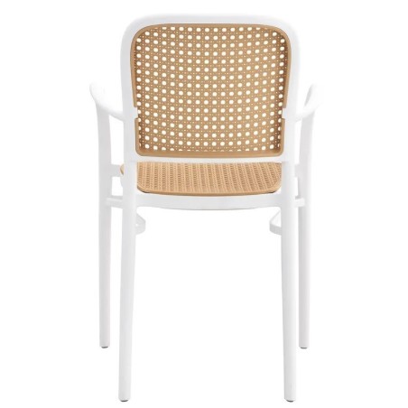 Sillón FUNCHAL, apilable, polipropileno blanco y beige