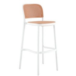 Taburete FUNCHAL, apilable, polipropileno blanco y beige