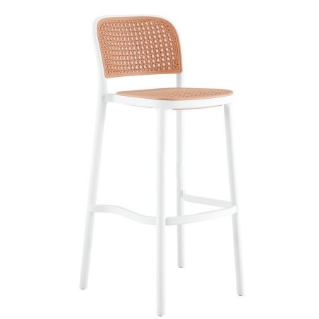 Taburete FUNCHAL, apilable, polipropileno blanco y beige