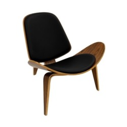 Sillón NORDIC (R), palo rosa, similpiel negra