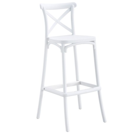 Taburete CORFÚ, tratamiento anti UV, polipropileno blanco