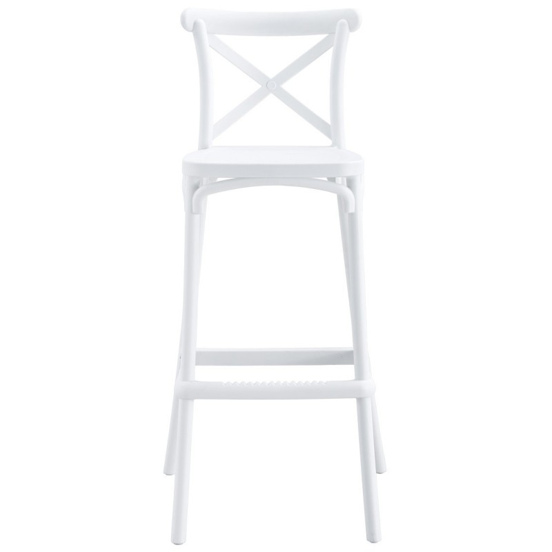 Taburete CORFÚ, tratamiento anti UV, polipropileno blanco