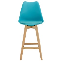 Taburete TORRE (SU), madera, turquesa, cojín turquesa 2